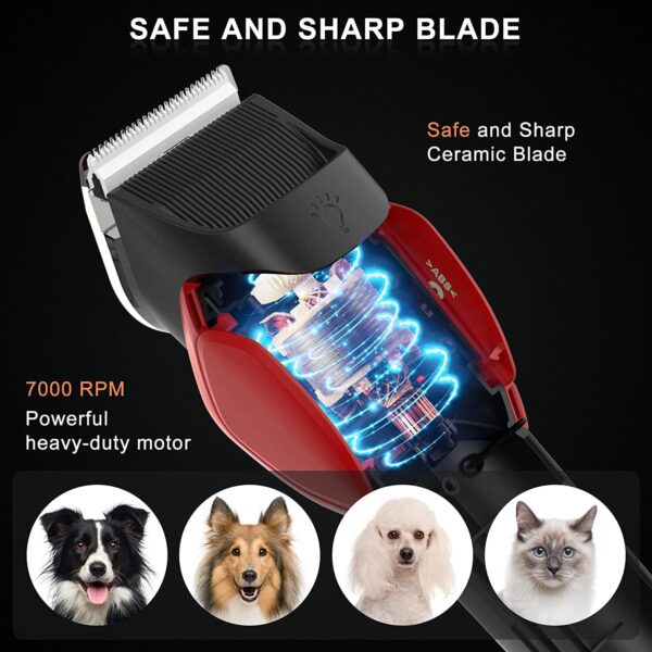 Solimpia Dog Cat Pet Clippers Shavers Electric Pet Grooming Trimmer Kit Rechargeable Cordless Low Noise Professional Pet Hair Trimmer Set - Image 3