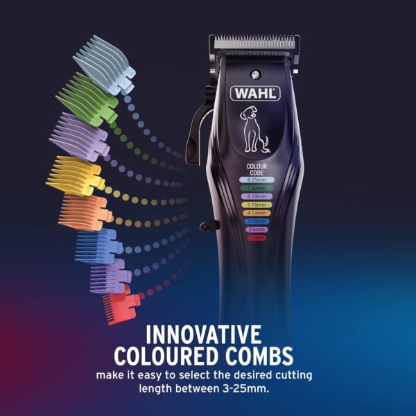 WAHL Colour Pro Rechargeable Pet Clipper, Clippers with Coded Combs, Full Coat Grooming for Dogs, Low Noise, Corded/Cordless Dog Clippers, Black - Image 3