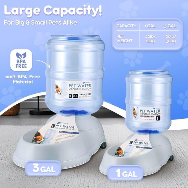 Flexzion Gravity Pet Food Water Feeder Dispenser Bundle Set (Small) for Dogs Cats Automatic Replenish Waterer Dry Food Storage Container Bowl, Small Medium Dog Cat Feeding Watering Fountain Supplies - Image 7