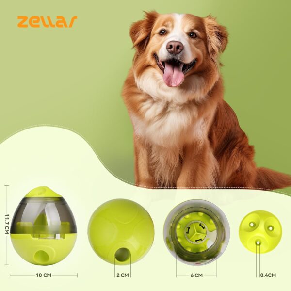 Zellar Treat Dispensing Dog Toy - Dog Treat Ball/Food Dispenser/Interactive Toys/Slow Eating Treat Ball for Small Medium Dogs and Cats (Green) - Image 6