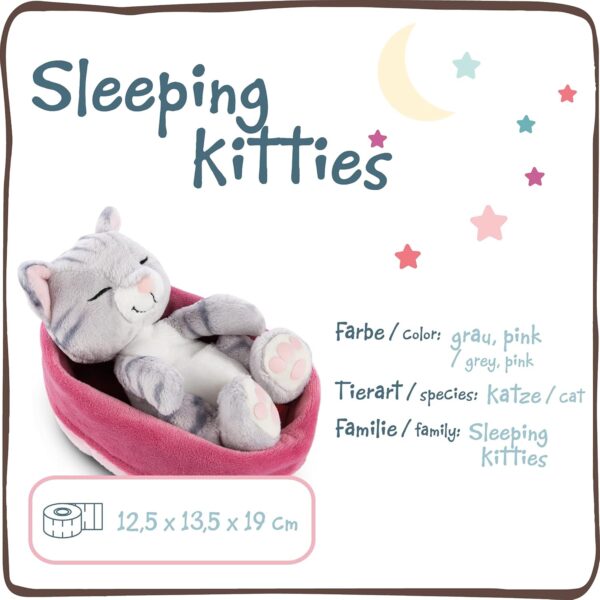 NICI 47144 Soft Pink-Purple Basket 16 cm Kitties Cuddly Toys for Girls, Boys & Babies-Plush Stuffed Animal Cats for Playing, Cuddling & Sleeping with, Gris - Image 3