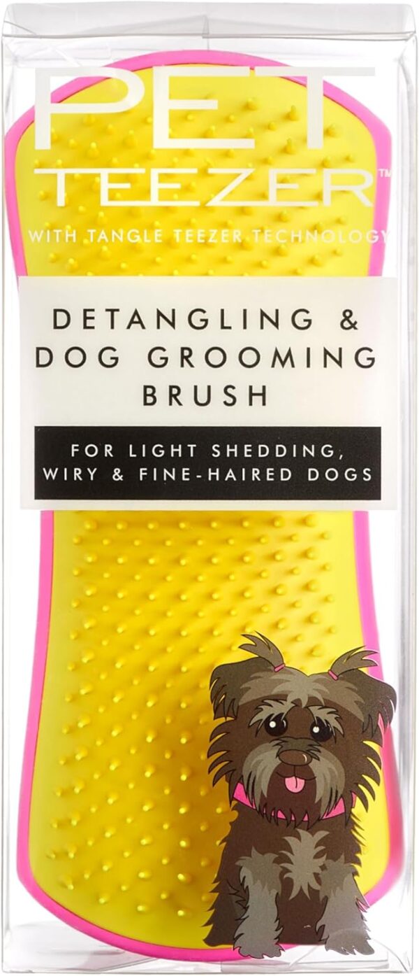 Tangle Teezer | Pet Teezer | Detangling and Dog Grooming Brush | Dry Brush or Dog Bath Brush | Pink & Yellow - Image 3