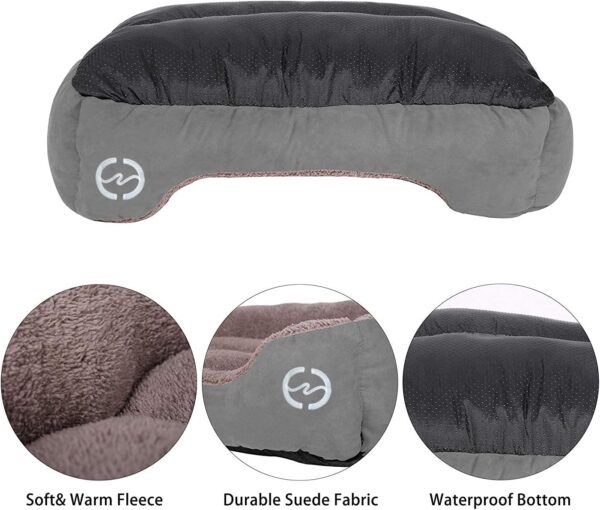 FRISTONE Dog Beds Medium Washable Pet Sofa Cat Bed Deluxe Soft Basket Cushion for Medium Small Dogs Orthopedic Fleece Thick Blanket Kennel XL Grey 32x24 in - Image 3