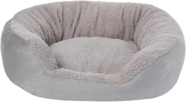 OHS Dog Bed Matt Velvet, 4 Sided Fluffy Puppy Bed Super Soft Comfy Relaxing Dog Beds for Living Room Kitchen Non Slip Backing Teddy Pet Bed, Silver - Image 9