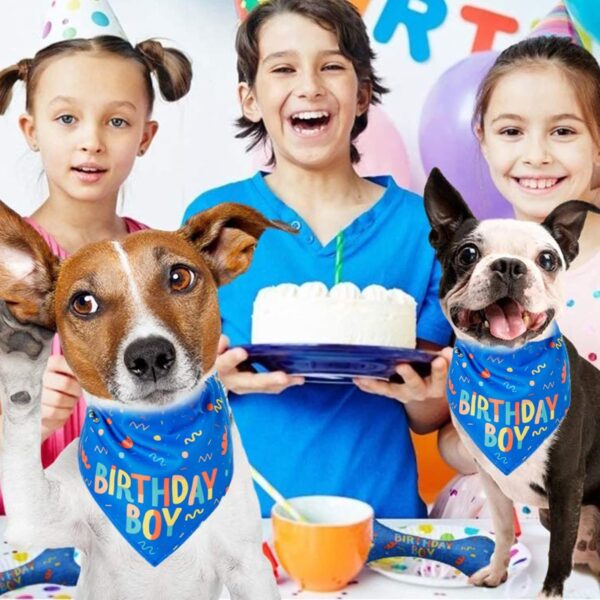 Dog Birthday Bandana,Birthday Dog Bandana Boy Triangle Scarf Triangle Dog Scarfs Bandanas for Small Medium Dogs Pets Birthday Party Supplies (Blue) - Image 5