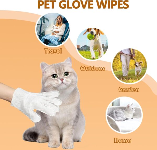 Pet wipes for dogs and cats, cat wipes dog wipes cleaning deodorizing hypoallergenic cat wipes cleaning fur and butt pet grooming gloves for Dogs,Cat Cleaning Wipes for Daily Care and Traveling-6 pcs - Image 7