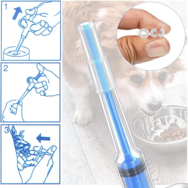 Nuanchu 2 Pieces Pet Pill Plunger Popper for Small Cats Dogs Pill Gun Dispenser Shooter Pet Piller Soft Tip Tablet Syringe Pusher Animal Medicine Feeder for Feeding Accessories (Blue) - Image 4