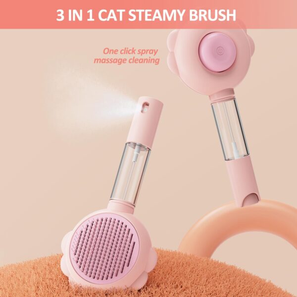 Cat Brush Dog Brush, Mebeter Cat Comb, 3 In1 Cat Steam Brush Self Cleaning Steam Brush for Dogs & Cats Cat Spray Massage Comb Multifunctional Cat Grooming Brush for Removing Tangled and Loose Hair - Image 3