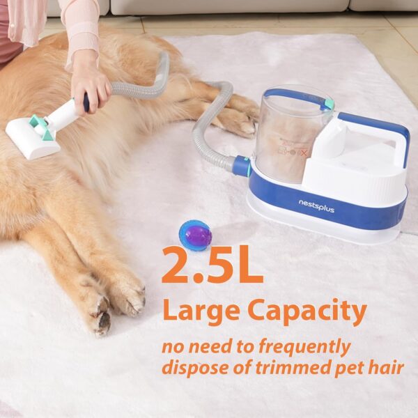 nestsplus Dog Brush Clipper Grooming Kit and Vacuum Picks Up 99% Pet Hair, All in One Proven Grooming Tools, 2.5L Large Capacity Pet Hair dust Cup, Cat Dog Massage Clean Tangled Brush - Image 5