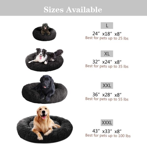 MFOX Calming Dog Bed Cat Bed Donut, Faux Fur Donut Cuddler Washable Self-Warming Pet Bed, Large Round Plush Dog Bed for Small/Medium/Large Dogs(60cm/80cm/90cm/110cm) - Image 3