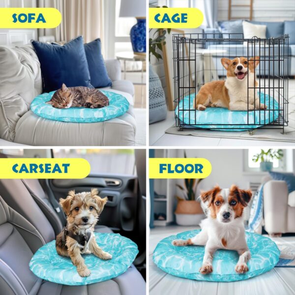 Nobleza Dog Cooling Mat Cat Self Cooling Bed with Safe Gel, Round Bed Mattress Indoor Cat Bed Oxford Fabric Great for Small Dogs Cats Puppy in Hot Summer 62x62cm. - Image 7