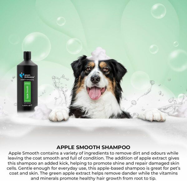 GROOM PROFESSIONAL Apple Smooth Dog Shampoo - Dog Shampoo for Sensitive Skin - Dog Shampoo for Itchy Skin - Deep Cleansing Shampoo for Dogs - Leaves the Coat Shiny & Clean - Apple Scent, 4 Litre - Image 3