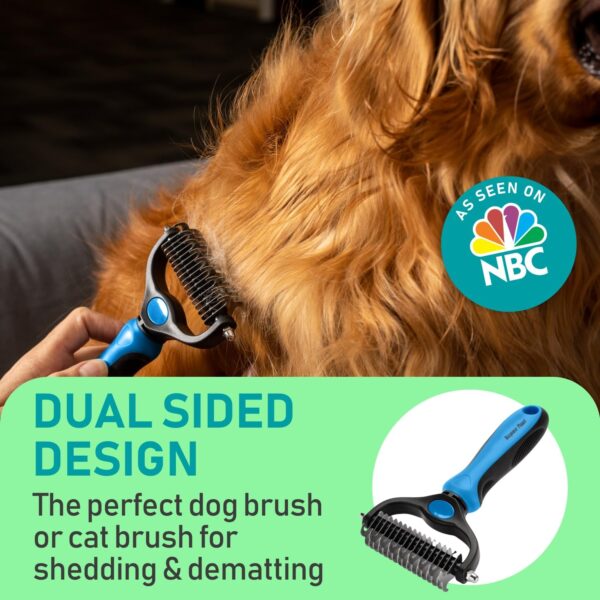 Maxpower Planet Dog Brush - Reduce Shedding by 95% - Double Sided Deshedding Dematting Tool - Undercoat Rake Dog, Cat Brush - Dog Brushes Shedding Hair - Dog Grooming Brush - Cat Grooming Brush, Blue - Image 2