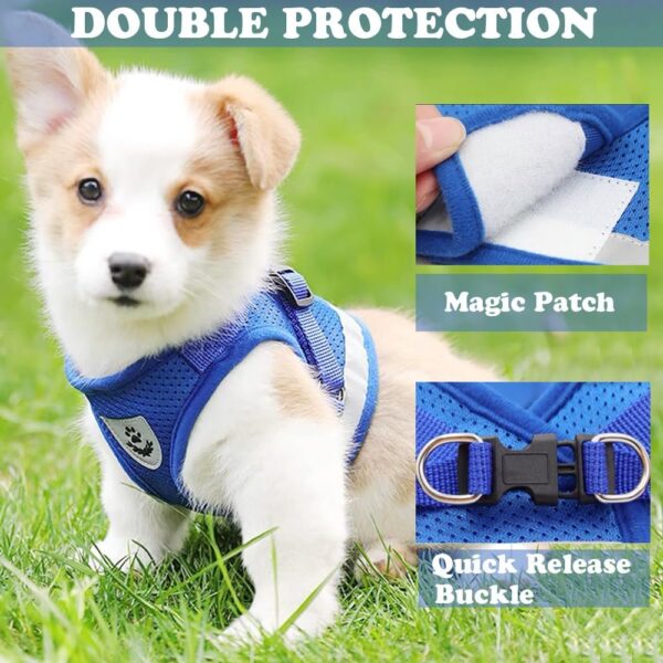 Anlitent Padded Air Mesh No Choke Cat Harness and Lead Set for Small Animals Mouse/Cats Daily Walking, Easy Control Breathable Reflective Strips Jacket Dog Harnesses Best Pet Supplies (X-Small, Blue) - Image 3