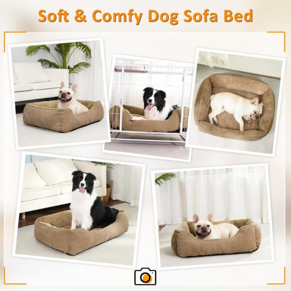 JOEJOY Soft Dog Bed for Large Dogs(76x61cm), Washable Rectangle Dog Beds, Fluffy Pet Bed for Doberman Pinscher, Australian Herding Dog, Bown - Image 7