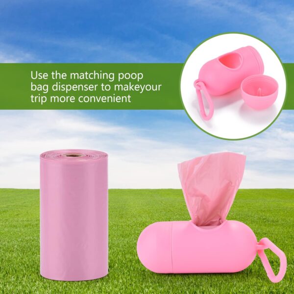 Nineaccy Biodegradable Pink Dog Poo Bags Lavender scent with Dispenser - 300 Large Poop Bags, Extra Thicken Strong Corn Starch Blended Compostable Leak Proof Poop Waste Bag for Dogs - Image 2