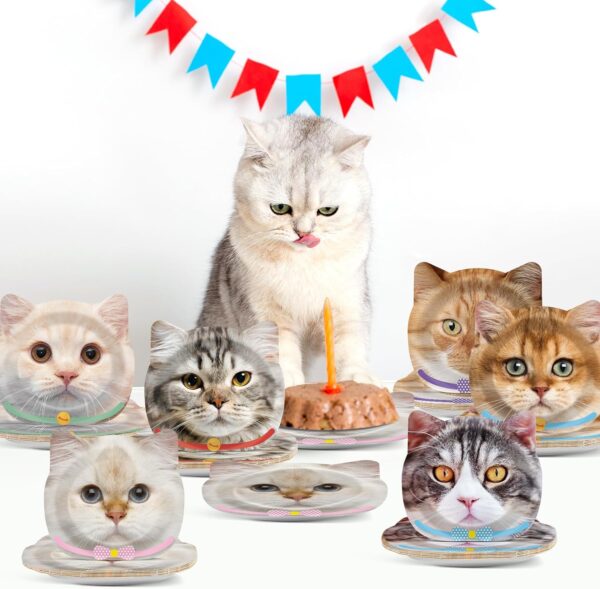 CHUNNIN 60 Pcs Cat Party Plates Cat Shaped Dinner Plates for Cute Kitten Birthday Party Supplies Kitty Disposable Dinnerware Plates for Cat Theme Birthday Baby Shower Party Favors Decorations - Image 6