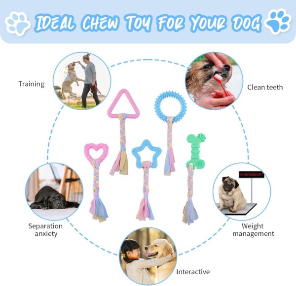 Ailvor Dog Toys Puppy Toys 8 weeks small dog,5 Pcs Puppy Chew Toys Puppy Teething Toys with Natural Cotton Interactive Ropes for Dogs Oral Teeth Soothe Itching Puppy Chew Toys - Image 6