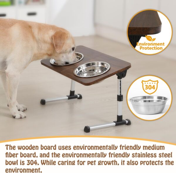 Yiupea Raised Dog Bowls & 6 Height & Angle Adjustable, Noiseless & Stable Non-slip Dog Food Bowl, 2 Thick 45oz 304 Stainless Steel for Medium Dogs and Pets, Suitable for Home and Travel - Image 4