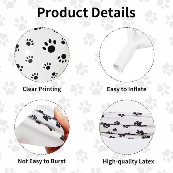 Baipian Paw Balloons, 20 Pcs Dog Paw Balloons, 12 Inch White Paw Print Balloons Pet Latex Balloons Helium for Kids Animal Dog Themed Party, Dog Birthday Decorations, Puppy Dog Themed Party Supplies - Image 3