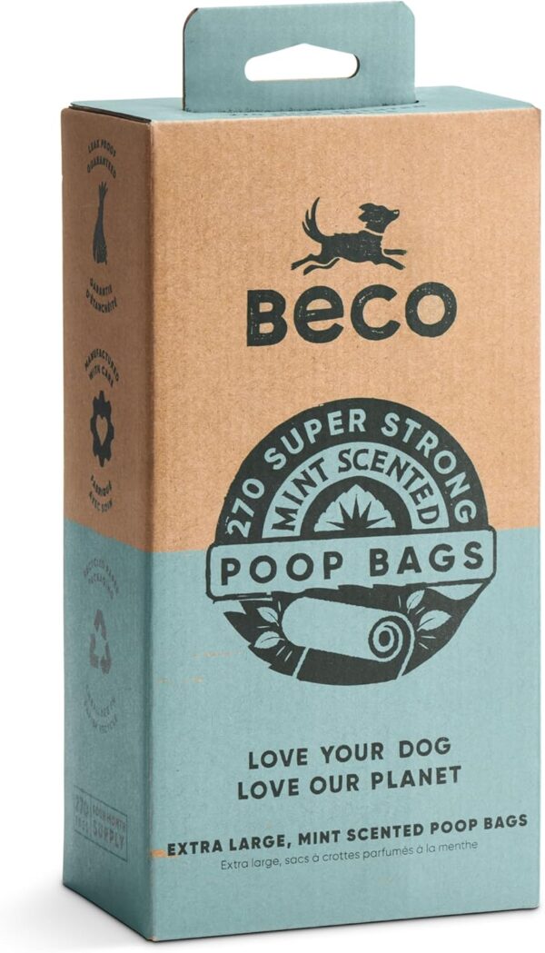 Beco Strong & Large Poop Bags - 270 Bags (18 Rolls of 15) - Mint Scented - Dispenser Compatible Dog Poo Bags - Image 10