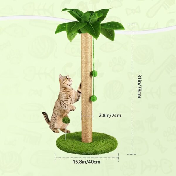 Dohump Cat Scratching Post, 78cm Tall Scratching Pole with Premium Sisal Rope, Two Interactive Hanging Balls and Spring Ball Toys for Indoor Kittens and Cats - Image 7