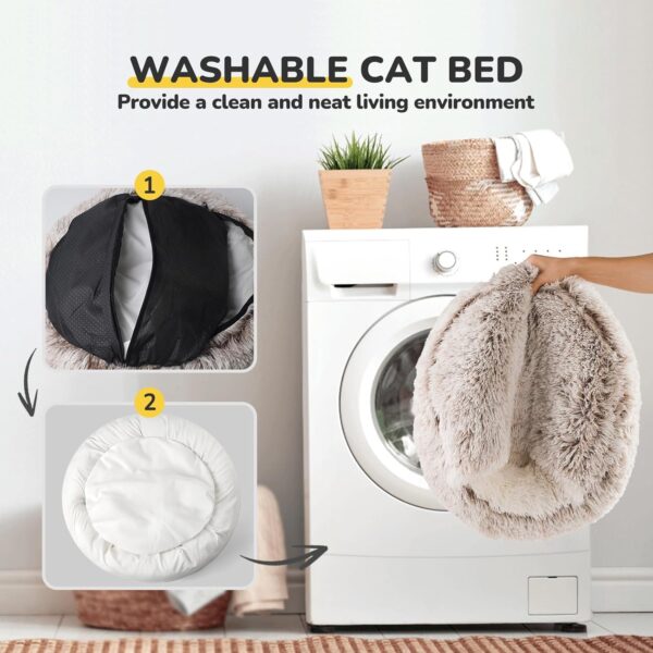 CATISM Cat Beds Dog Bed Pet Bed for Indoor Cats Large Cave Dog Bed Washable 60cm Coffee - Image 6