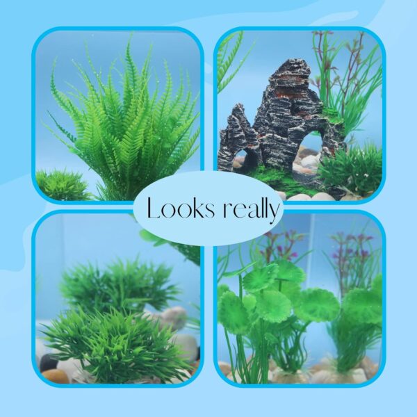 BAILMOLI Fish Tank Decorations, 10 PCS Aquarium Plants Green Fish Tank Plants Artificial Set Aquarium Ornaments Accessories - Image 4