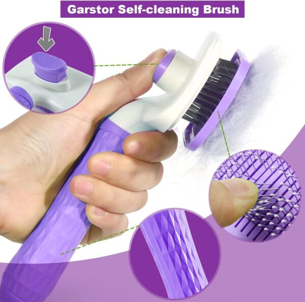 Garstor Dog Brush Comb, Cat Brush, Dog Brush for Shedding, Cat Brushes for Indoor Cats, Self Cleaning Pet Brush for Grooming Long Short Haired Dog Cats, Rabbit Remove Loose Fur and Undercoat - Image 5