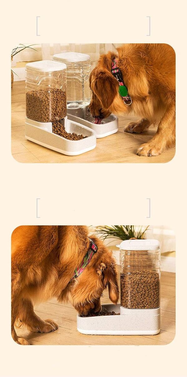 Old Tjikko Automatic Pet Feeder,Dog Water Dispenser,Automatic Pet Feeder Dog/Cat Food with Water Dispenser 2 Pieces,Pet Water Bowl Dish,3.8L Feeding Watering Supplies(Pet Waterer and Feeder Set) - Image 7