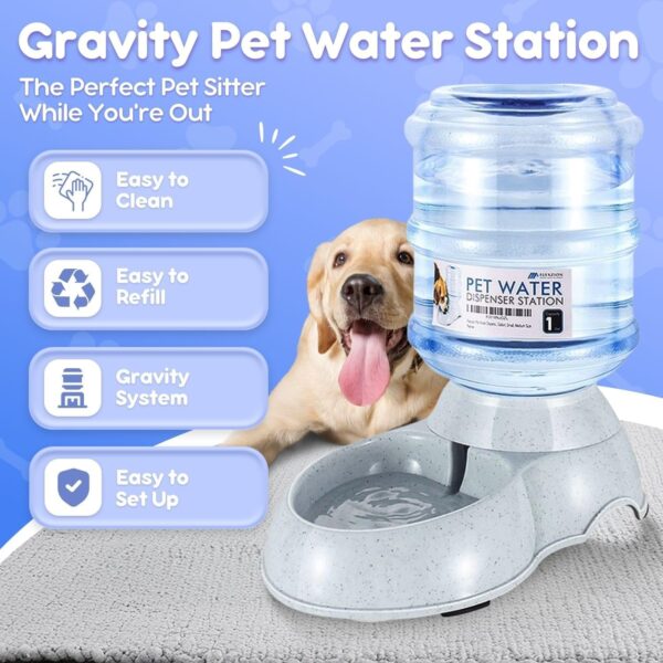 Flexzion Gravity Pet Food Water Feeder Dispenser Bundle Set (Small) for Dogs Cats Automatic Replenish Waterer Dry Food Storage Container Bowl, Small Medium Dog Cat Feeding Watering Fountain Supplies - Image 4