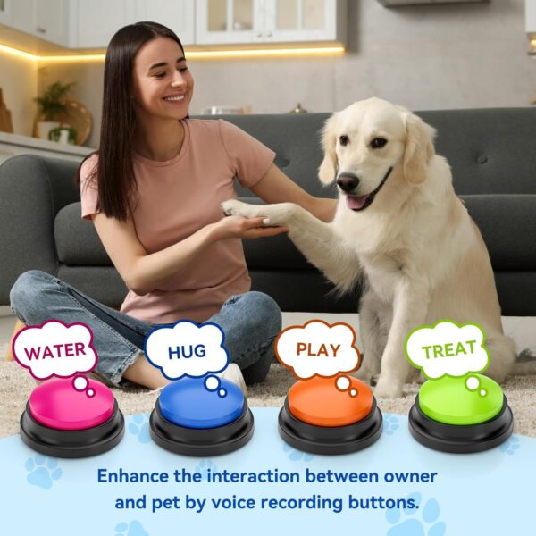 ZANTESR Dog Buttons Talk Training, 30 Second Record & Playback Interactive Dog Toys, Communication and Training Dog Presents, Dog Buttons Talk Training Multicolour Set of 4 - Image 5