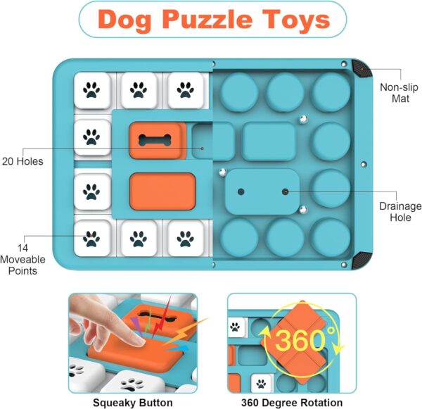 IOKHEIRA Dog Puzzle Toys Dog Puzzle Slow Feeder Toy Interactive Dog Toys, Puppy Treat Dispenser Toy with Squeaky and Non-Slip Design, Interactive Dog Puzzle Toys for IQ Training - Image 2