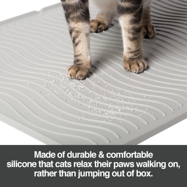 PetFusion ToughGrip Waterproof Cat Litter Mat Silicone Cat Litter Box Mat Cat Supplies Non Slip Anti Microbial Mat - Image 2