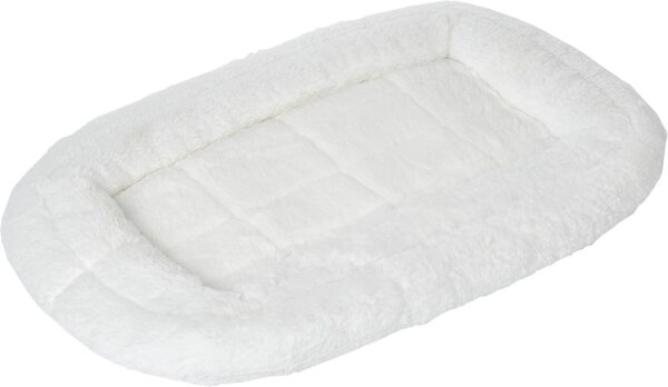 MidWest Homes for Pets Bolster Dog Bed 60.9 cm (24-Inch) Long Fleece Dog or Cat Bed w/Comfortable Bolster; Ideal for "Small" Dog Breeds & Fits Most 60.9 cm Crates; Machine Wash & Dry; White; 40324-FS - Image 2