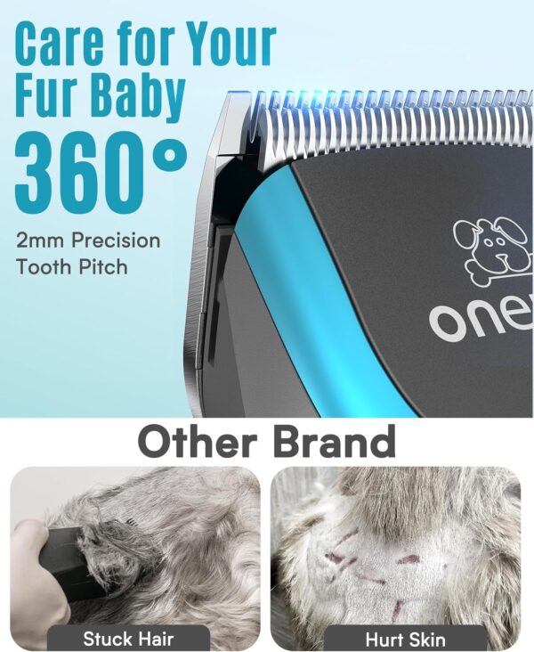 oneisall Dog Clippers Professional for Thick Hair,Dog Clippers for Cockapoo,Heavy-Duty Dog Grooming Clippers with Detachable Metal Blade, Cordless Pet Clipper - Image 6