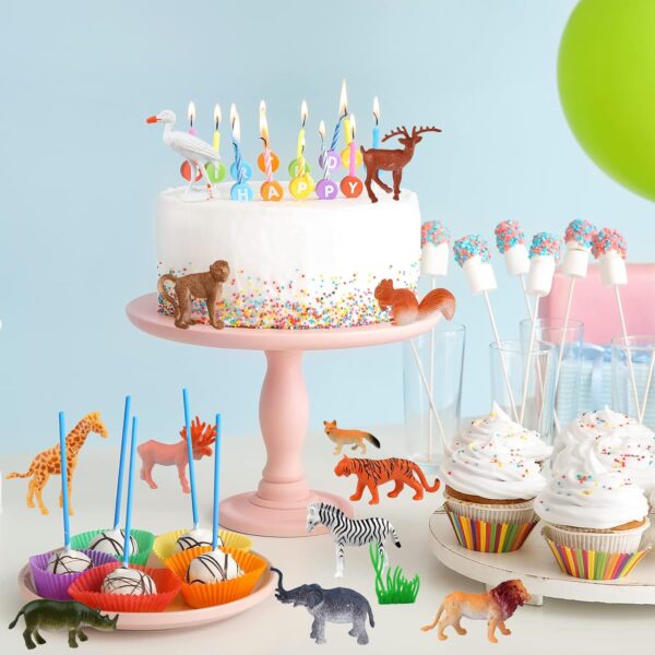 ELECLAND 53Pcs Jungle Animals Figures Toys for Kids Plastic Mini Wild Animal Figures Zoo Animals Playset Cake Toppers for Boys Girls Birthday Party Favors Baby Shower Party Supplies - Image 4