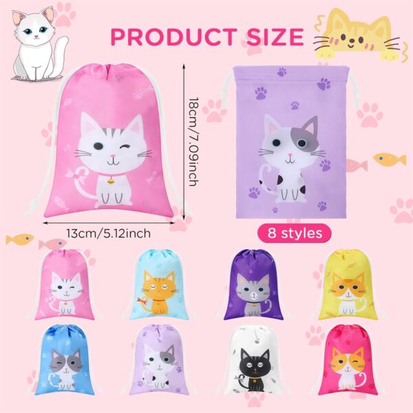 Faccito 24 Pieces Cat Party Favor Bags Cat Themed Birthday Goodie Bags Pet Cat Gift Drawstring Bag Kitty Candy Treat Bags for Kid Cat Birthday Party Baby Shower Decoration Supplies - Image 2