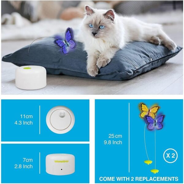 ALL FOR PAWS Interactive Motion Activate Butterfly Cat Toy, Flutter Bug Cat Wand Toy with 360 Degree Rotation & Sensor Mode, Cat Fun Playing Toys(with Shiny Butterfly) - Image 5