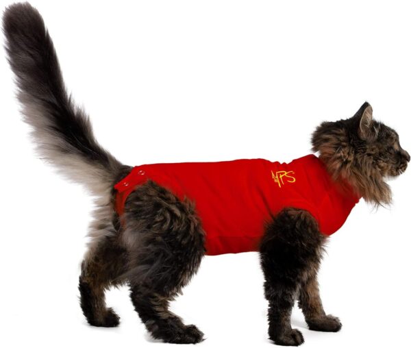 MPS Medical Pet Shirt Cat, Surgery Recovery Suit, Red, XX-Small - Image 2