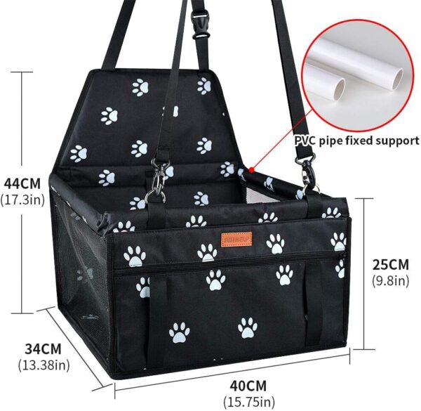 SWIHELP Pet Car Booster Seat Travel Carrier Cage, Oxford Breathable Folding Soft Washable Travel Bags for Dogs Cats Small Pet Car Seat Carrier - Image 2