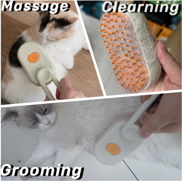 MOUOGO Cat Steam Brush, PetSteam Brush for Cats and Dogs, Pet Hair Removal and Grooming Tool with 3 in 1 Function, Pet Supplies for Small Medium Large Dogs and Cats - Image 2