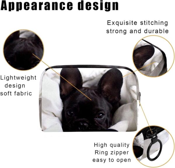 Cosmetic Bags for Women, Makeup Bag Travel Toiletry Bag Accessories Organizer, Black Dog Pet Animal - Image 3