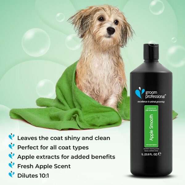 GROOM PROFESSIONAL Apple Smooth Dog Shampoo - Dog Shampoo for Sensitive Skin - Dog Shampoo for Itchy Skin - Deep Cleansing Shampoo for Dogs - Leaves the Coat Shiny & Clean - Apple Scent, 4 Litre - Image 4