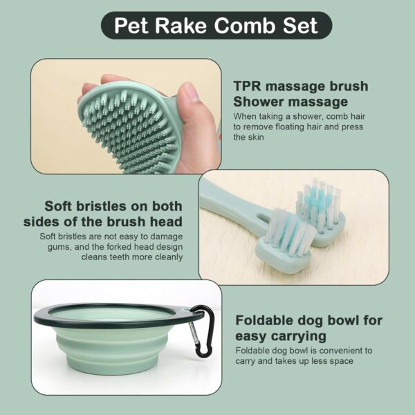 Pets Buzz ® 8 in 1 dog Grooming Kit, Dog Grooming Kits at Home,Pet Nail Clipper and File,Self Cleaning Deshedding Pet Brush,Undercoat Rake Detangler Brush,Toothbrush,Collapsible Pet Bowl - Image 6