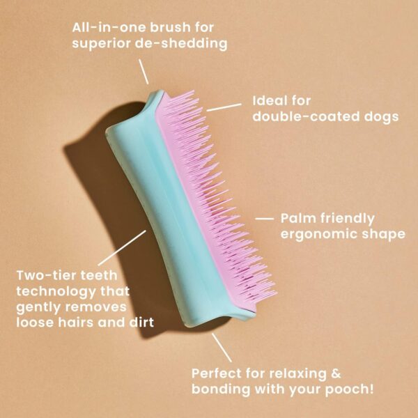 Tangle Teezer | Pet Teezer | De-Shedding and Dog Grooming Brush | Dry Brush or Dog Bath Brush | Mint & Pink - Image 2