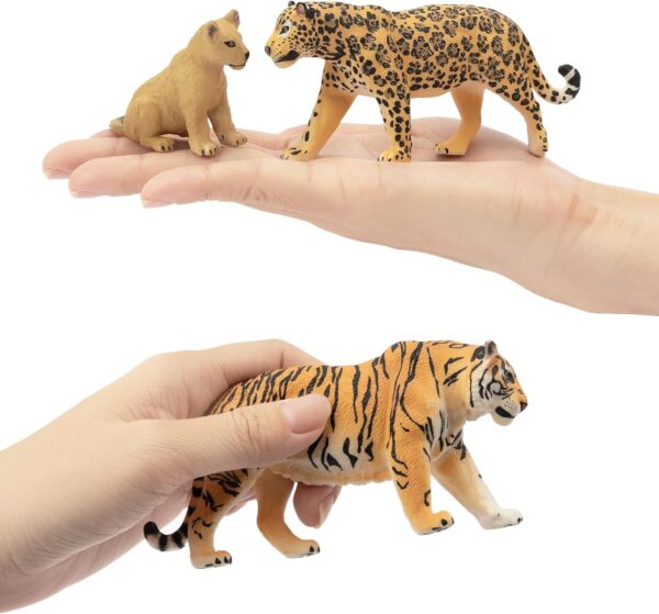 toymany 8PCS Plastic Jungle Animals Figure Playset Includes Baby Animals, Realistic Lion,Tiger,Cheetah,Jaguar Figurines with Cub, Cake Toppers Christmas Birthday Toy Gift for Kids Toddlers - Image 4