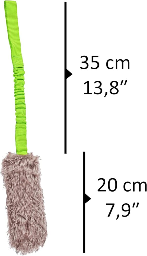 DINGO Fleece Dog Toy Artificial Fur Racer Squeaky Teaser Dog Wand 55 cm Long Bungee Handle for Agility, Dog Training, Reward, Retrieve, Chasing, Play Green 15584-2 , Pack of 1 - Image 7