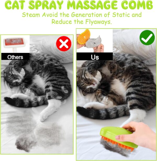 71Nmly Cat Steam Brush 3 In1 Steamy Cat Brush Self Cleaning Steam Cat Brush Rechargeable Cat Grooming Brush Multifunctional Cat Grooming Brush,Electric Pet Brush,Pet Hair Removal Comb - Image 4