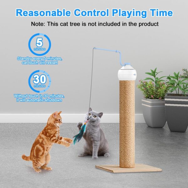 Tyasoleil Interactive Cat Toys, 3 in 1 Smart Cat Toys Motorized Wand Kitten Toys, Automatic Cat Toy - 3 Modes Cat Toys for Indoor Cats Adult, Upgrade Motor, Electronic Cat Feather Toy - Image 4